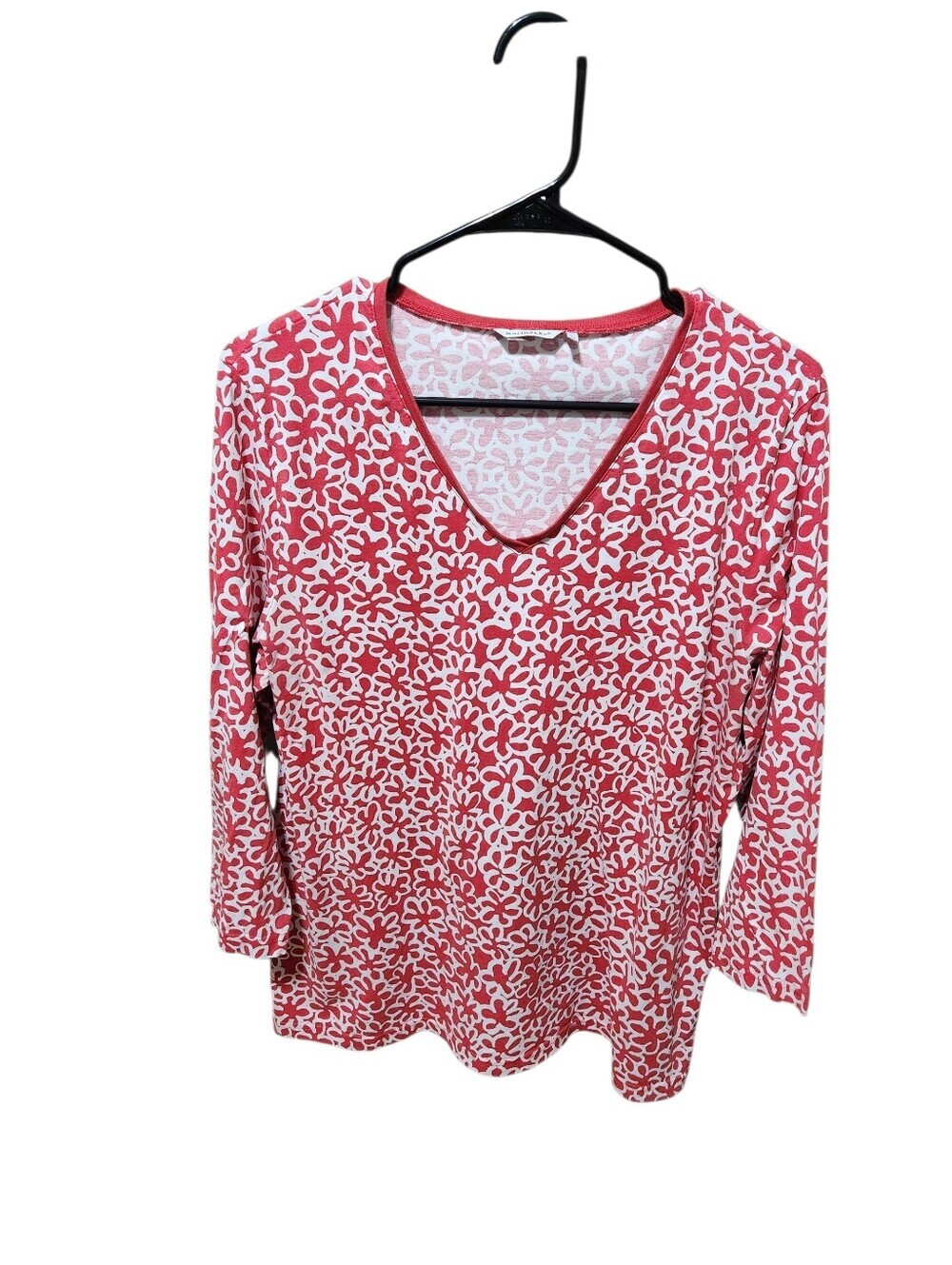 Marimekko Vintage Flower  V- Beck Red White Blouse